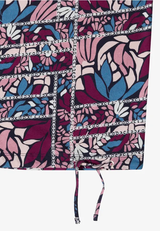 Kurzarmshirt mit floralem Patchworkmuster