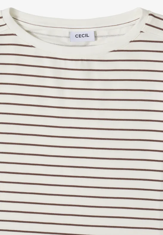 Gestreiftes U-Boot-Shirt mit Manschettenärmeln