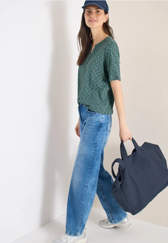 Shirt im Tunika-Stil mit Blätterprint