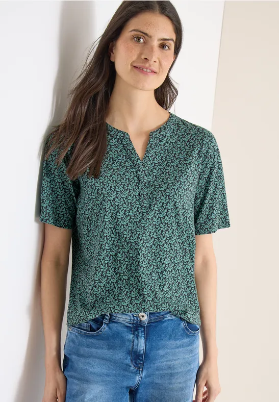 Shirt im Tunika-Stil mit Blätterprint
