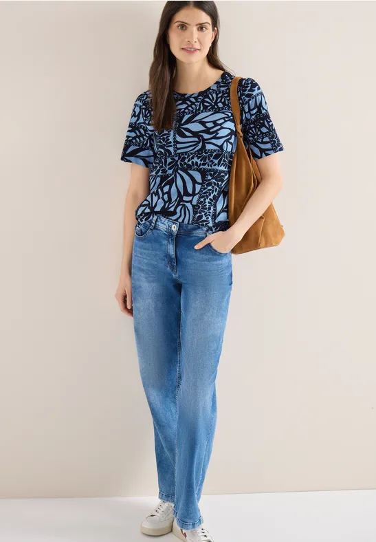 Baumwoll T-Shirt mit Patchwork-Print