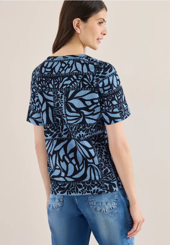 Baumwoll T-Shirt mit Patchwork-Print