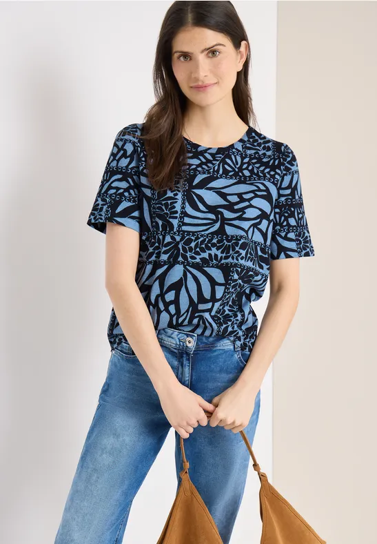 Baumwoll T-Shirt mit Patchwork-Print