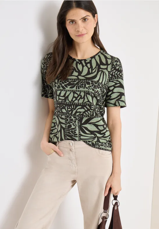 Kurzarm T-Shirt mit Patchworkmuster