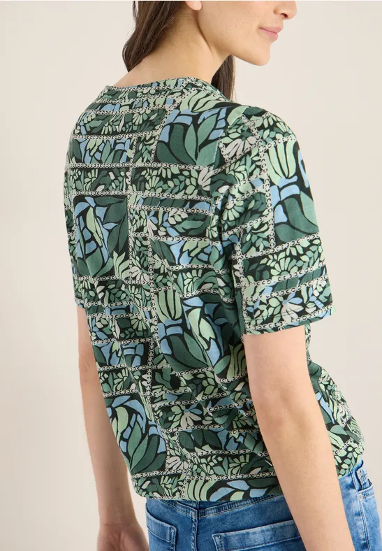 Grünes Tunika Shirt mit Blumenmuster