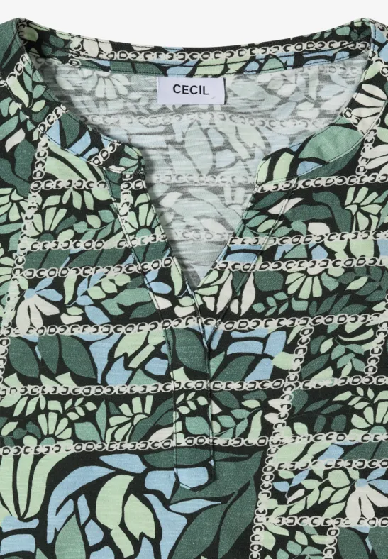Grünes Tunika Shirt mit Blumenmuster