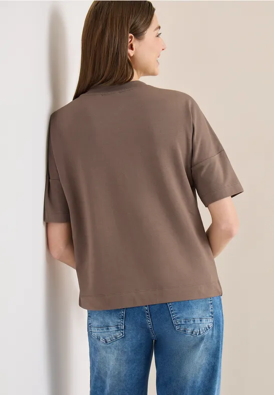 T-Shirt mit Rundhals und Knopfdetail