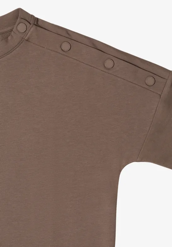 T-Shirt mit Rundhals und Knopfdetail