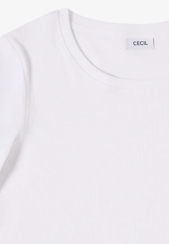 Geripptes Basic Baumwoll T-Shirt