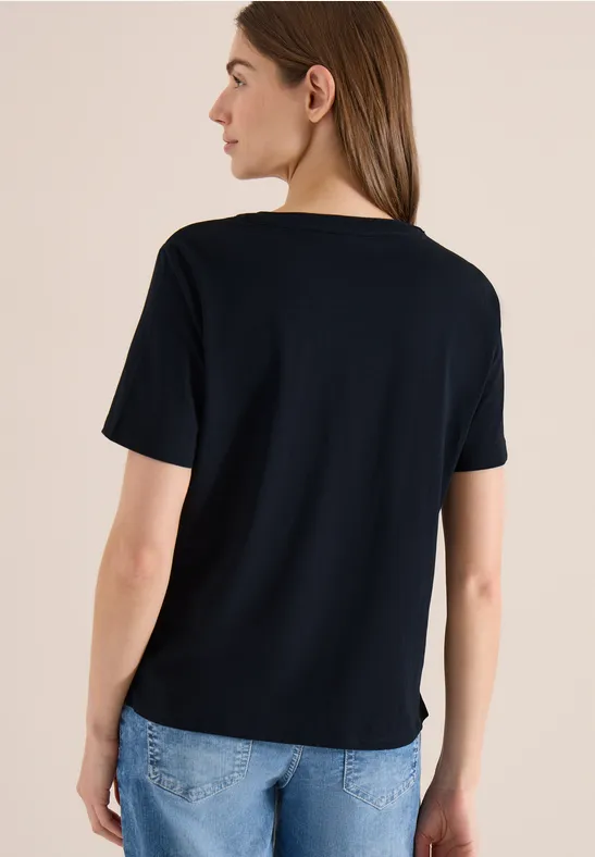 Lässiges Kurzarmshirt mit Schlitzkragen