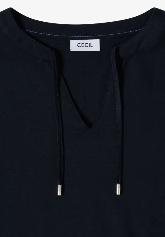 Lässiges Kurzarmshirt mit Schlitzkragen
