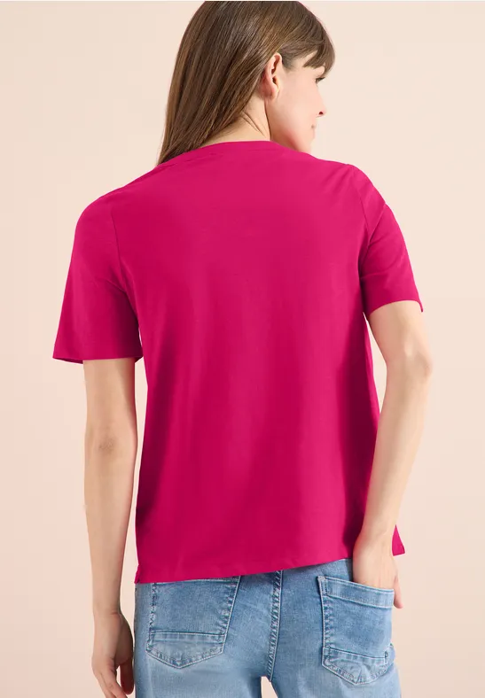 Lässiges Kurzarmshirt mit Schlitzkragen