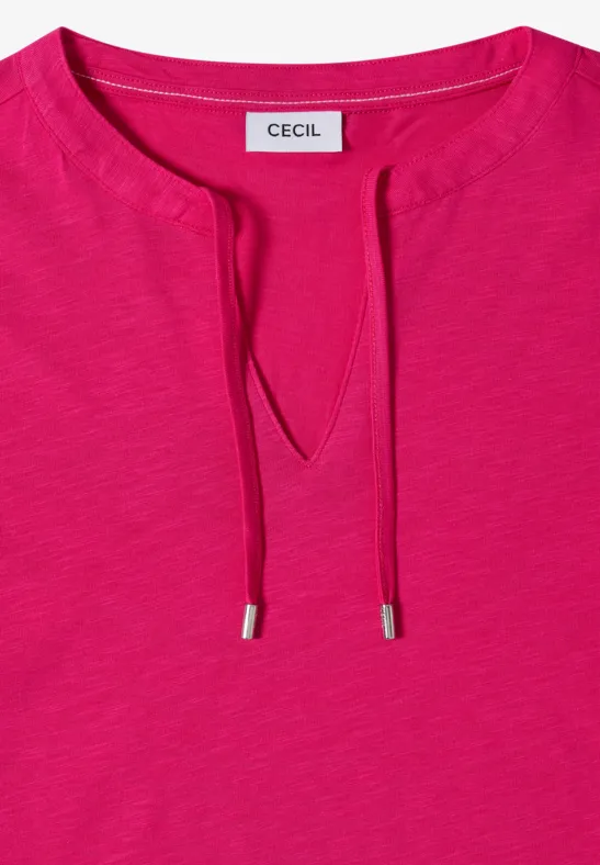 Lässiges Kurzarmshirt mit Schlitzkragen