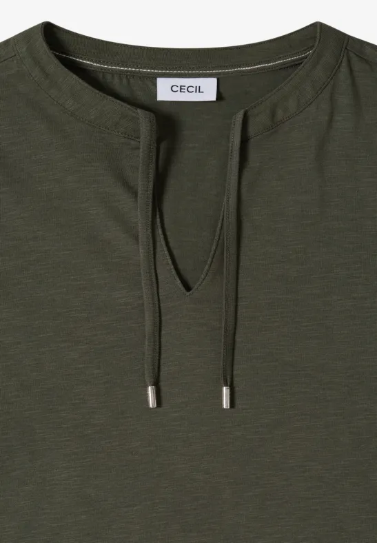Lässiges Kurzarmshirt mit Schlitzkragen