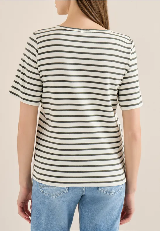Gestreiftes T-Shirt mit Rundhalsausschnitt