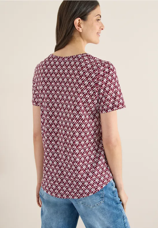 Cecil Damen Basic T-Shirt mit Minimal Print in Rot, Gr: L