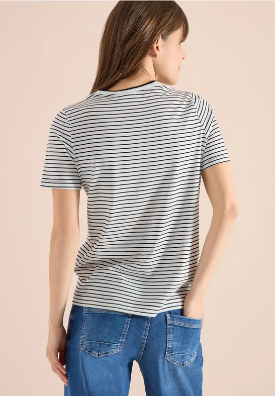 Gestreiftes Kurzarm-T-Shirt mit Rundhalsausschnitt
