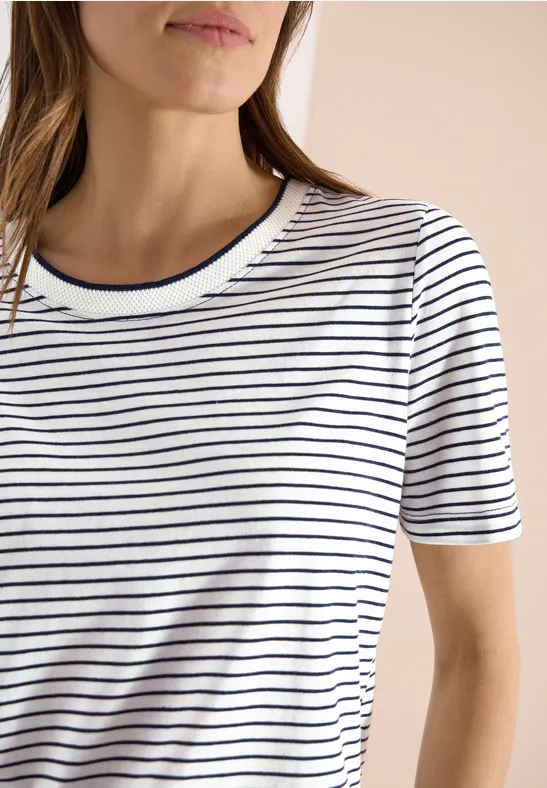 Gestreiftes T-Shirt aus Baumwoll-Modal-Mischung