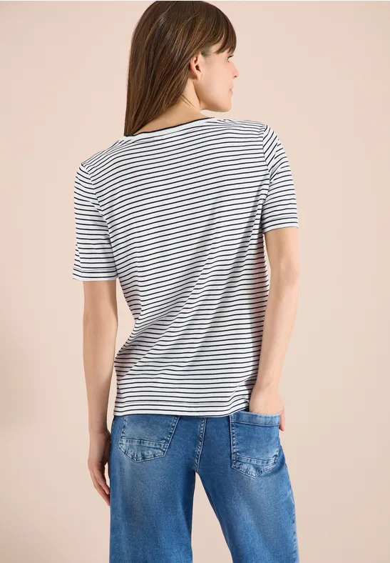 Gestreiftes T-Shirt aus Baumwoll-Modal-Mischung