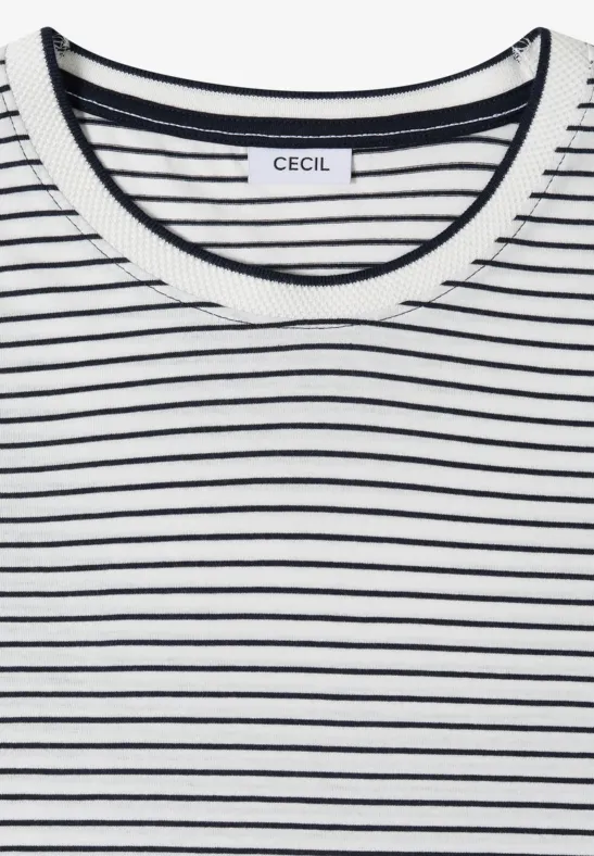 Gestreiftes T-Shirt aus Baumwoll-Modal-Mischung