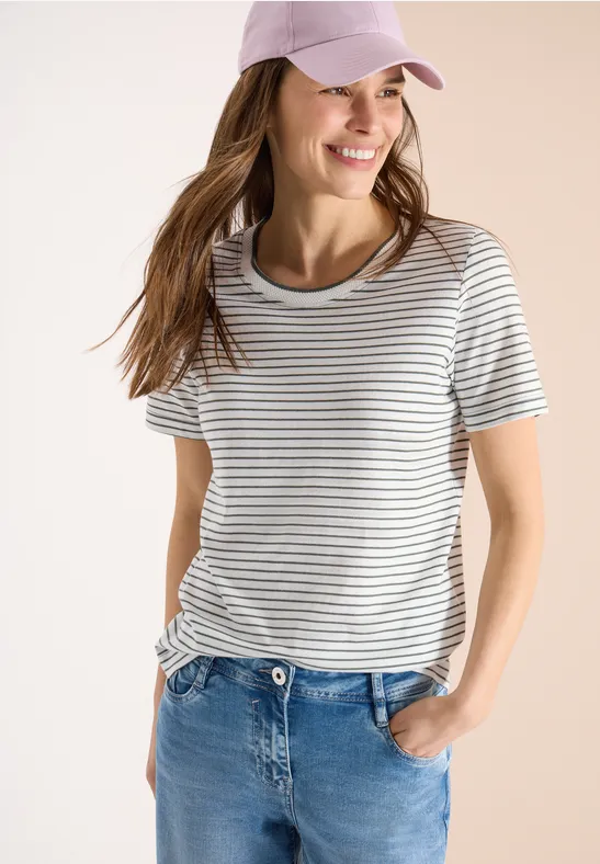 Gestreiftes Kurzarm Jersey Shirt
