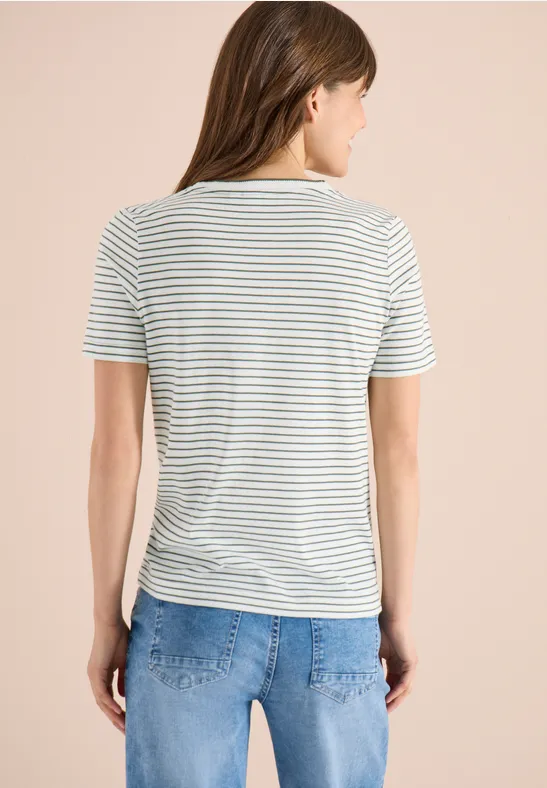Gestreiftes Kurzarm Jersey Shirt