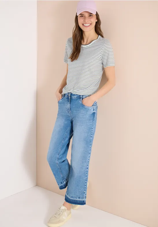 Gestreiftes Kurzarm Jersey Shirt
