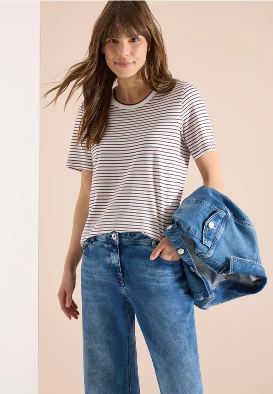 Gestreiftes Kurzarm Freizeit T-Shirt