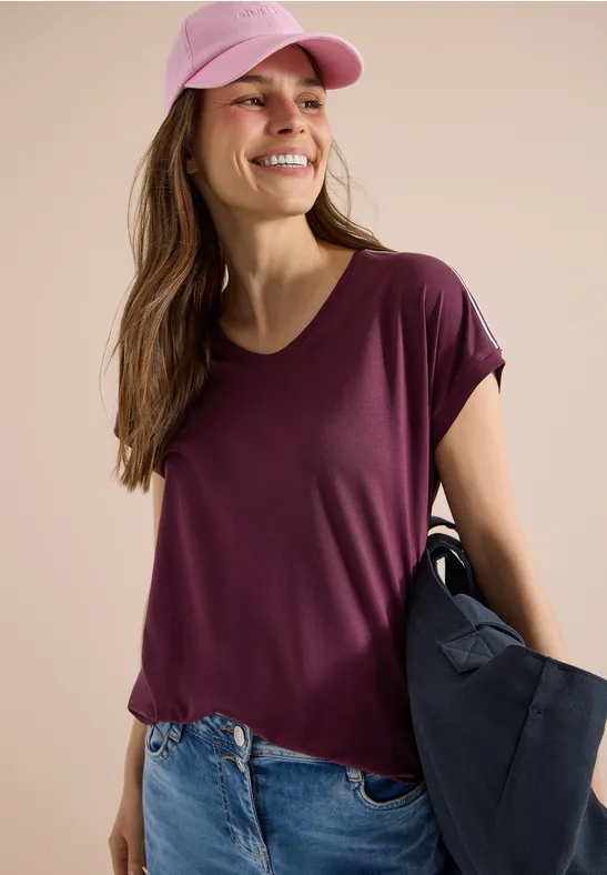 Lässiges Kurzarm-T-Shirt mit Streifen