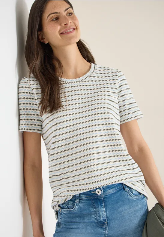Gestreiftes Kurzarmshirt mit Rundhalsausschnitt
