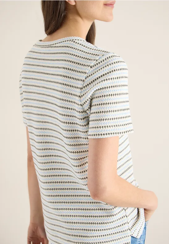 Gestreiftes Kurzarmshirt mit Rundhalsausschnitt