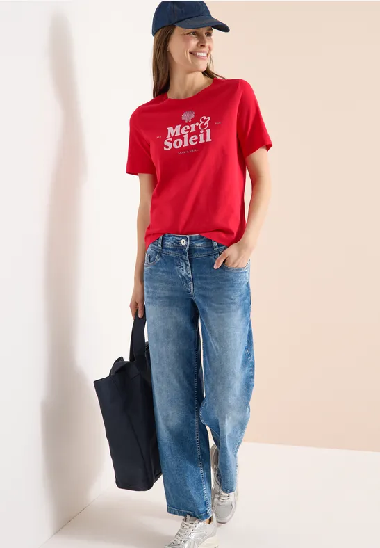 Lässiges T-Shirt mit Schriftzug