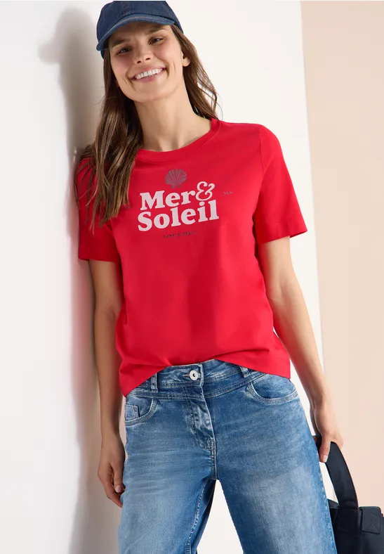 Lässiges T-Shirt mit Schriftzug