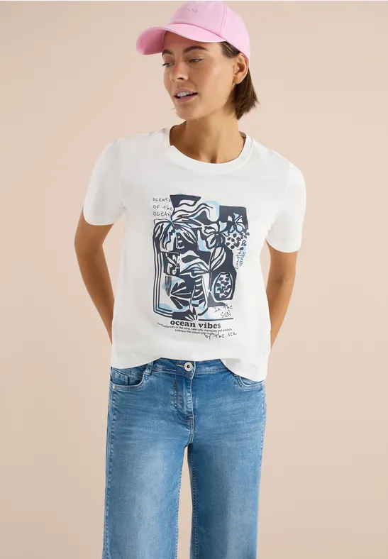 Weißes lässiges T-Shirt mit Grafikprint