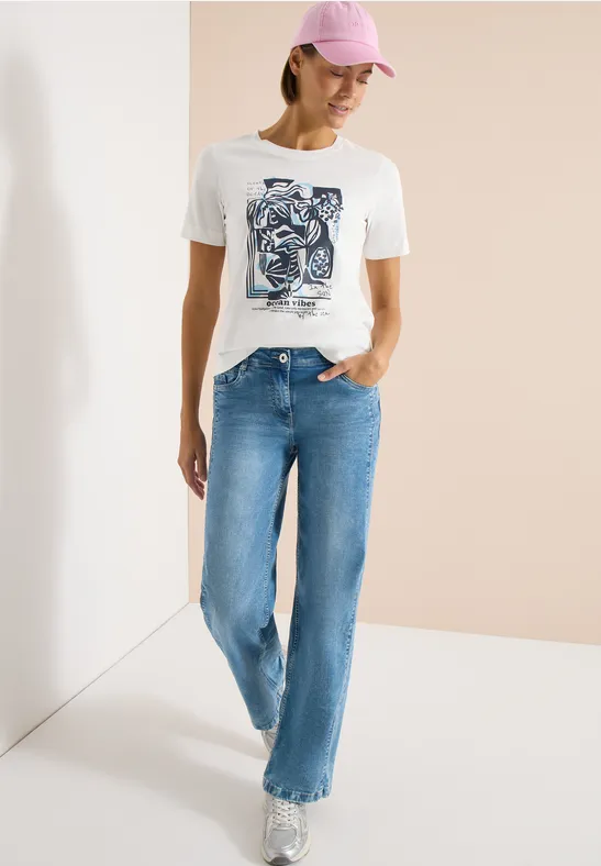 Weißes lässiges T-Shirt mit Grafikprint