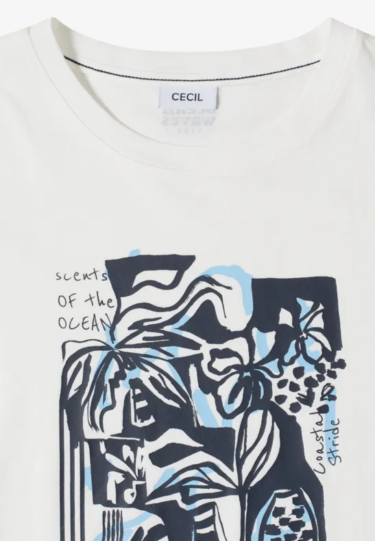 Weißes lässiges T-Shirt mit Grafikprint