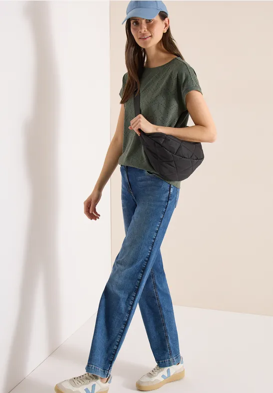 Lässiges Strick Shirt mit U-Boot-Ausschnitt