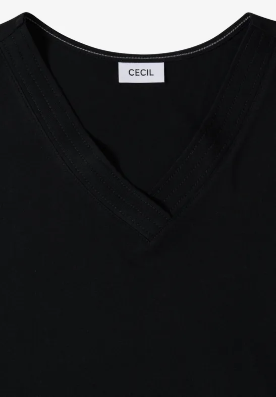 Basic Uni-Shirt mit V-Ausschnitt