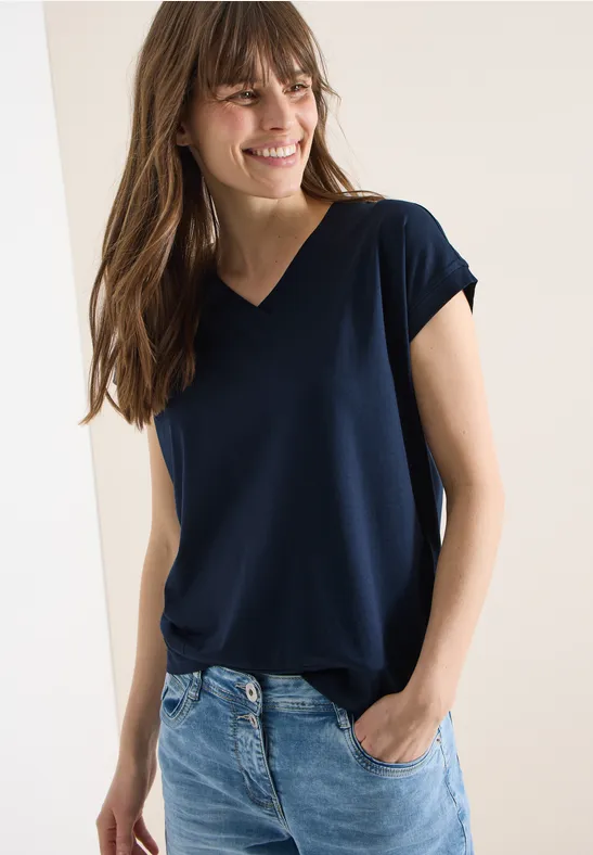 Damen T-Shirt mit V-Ausschnitt, lockere Passform