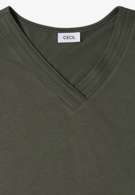 Lässiges V-Ausschnitt Kurzarm T-Shirt