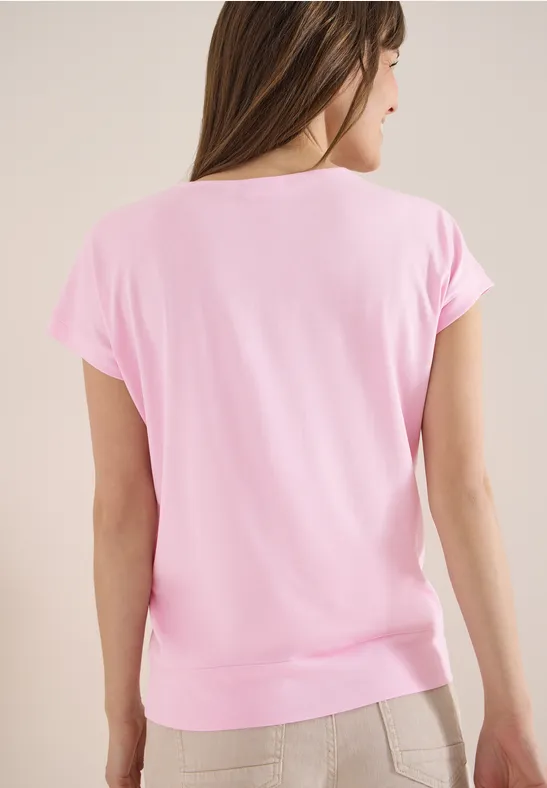 Lässiges V-Ausschnitt Kurzarm T-Shirt