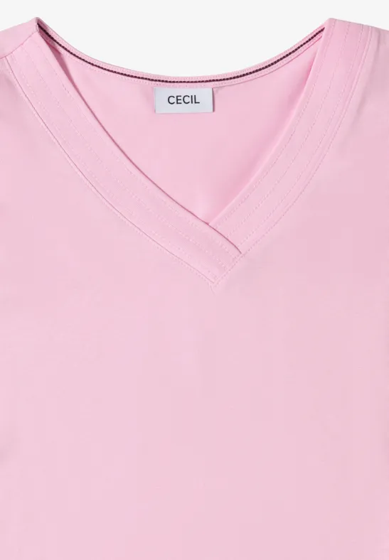 Lässiges V-Ausschnitt Kurzarm T-Shirt