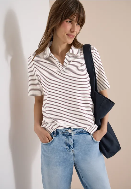 Gestreiftes Kurzarm-Piqué-Poloshirt