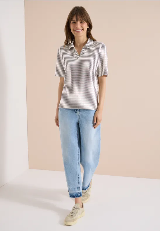Gestreiftes Kurzarm-Piqué-Poloshirt
