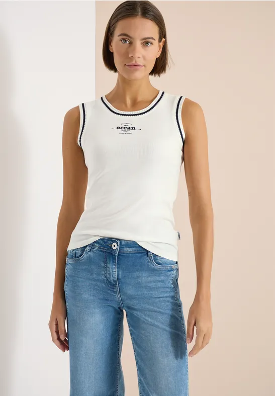 Geripptes Tanktop mit nautischen Details