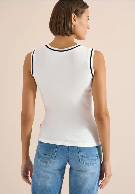 Geripptes Tanktop mit nautischen Details