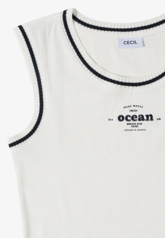 Geripptes Tanktop mit nautischen Details