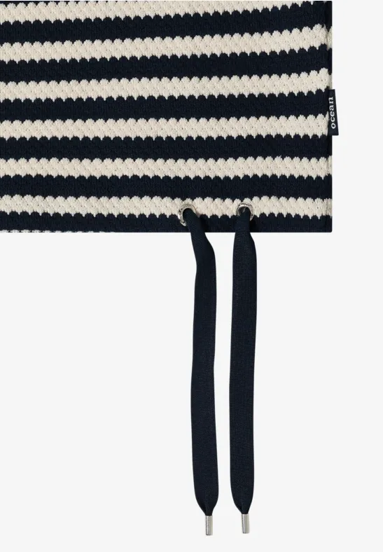 Gestreiftes Stricktop mit Kordelzug am Saum