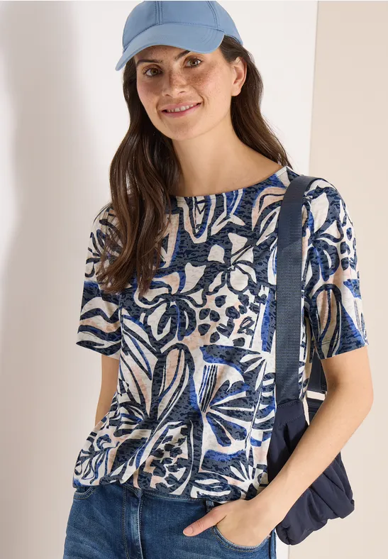 Jersey-T-Shirt mit abstraktem Print