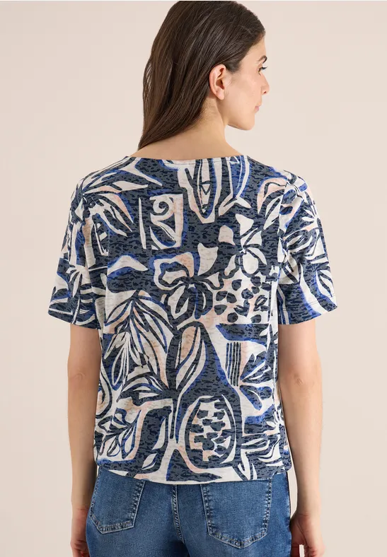 Jersey-T-Shirt mit abstraktem Print